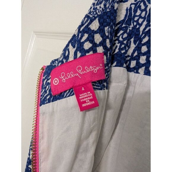 Lilly Pulitzer for Target Dress Womens Size 4 Blue Upstream Fish Shift Stretch - Picture 7 of 11